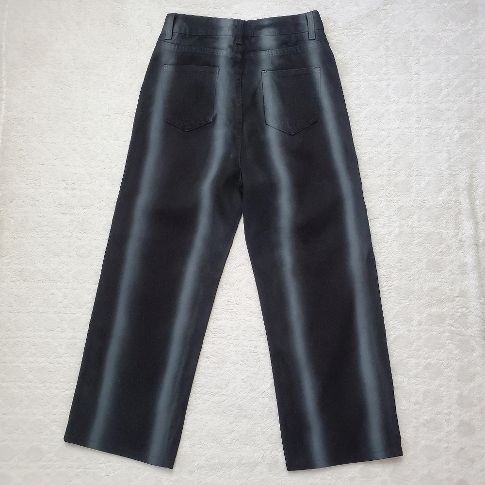 Cider | Black Faded Striped High Waist Wide Leg Jeans - Picture 4 of 7